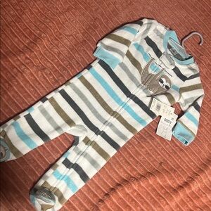 Carter's Blue and Brown Striped Sloth Footie